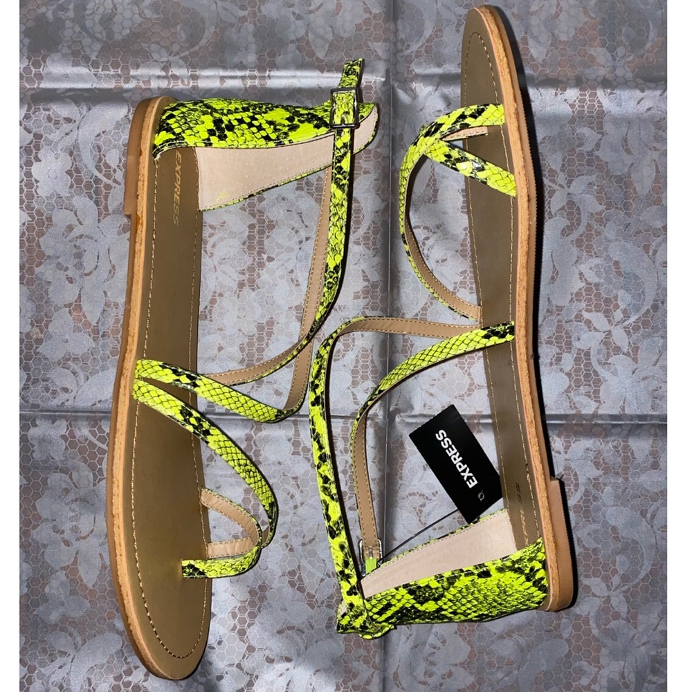 Express neon snake print sandals